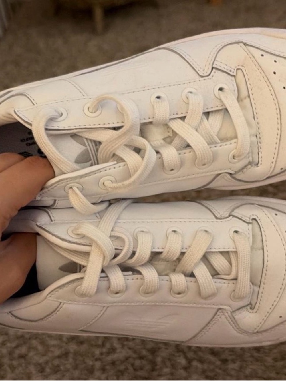 adidas Women's White Low-Top Leather Court Sneakers - Picture 2 of 4